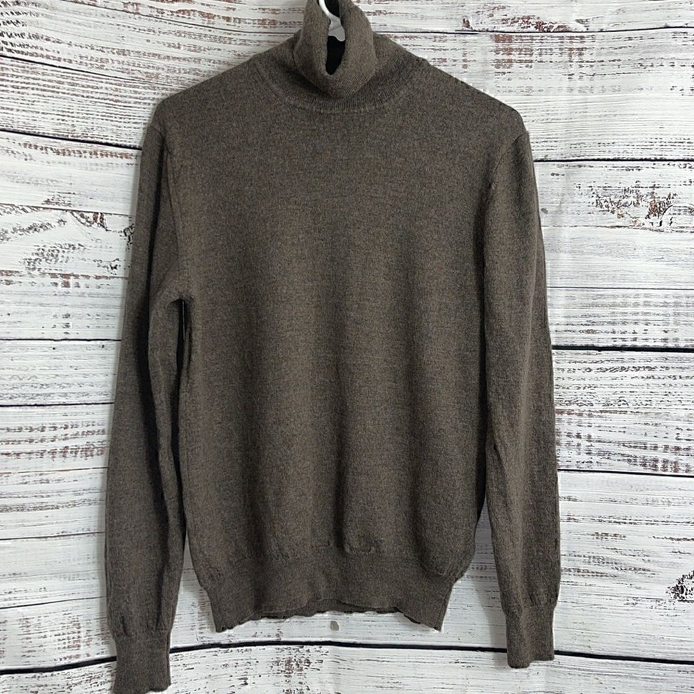 Yoox Sweater Womens Xl Turtle Neck 90’s Virgin Wool Italian Knit Brown Academia — image 2 of 8